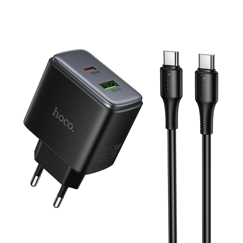 hoco-c158a-pd-45w-type-c-to-c-cable-gan-fast-charger