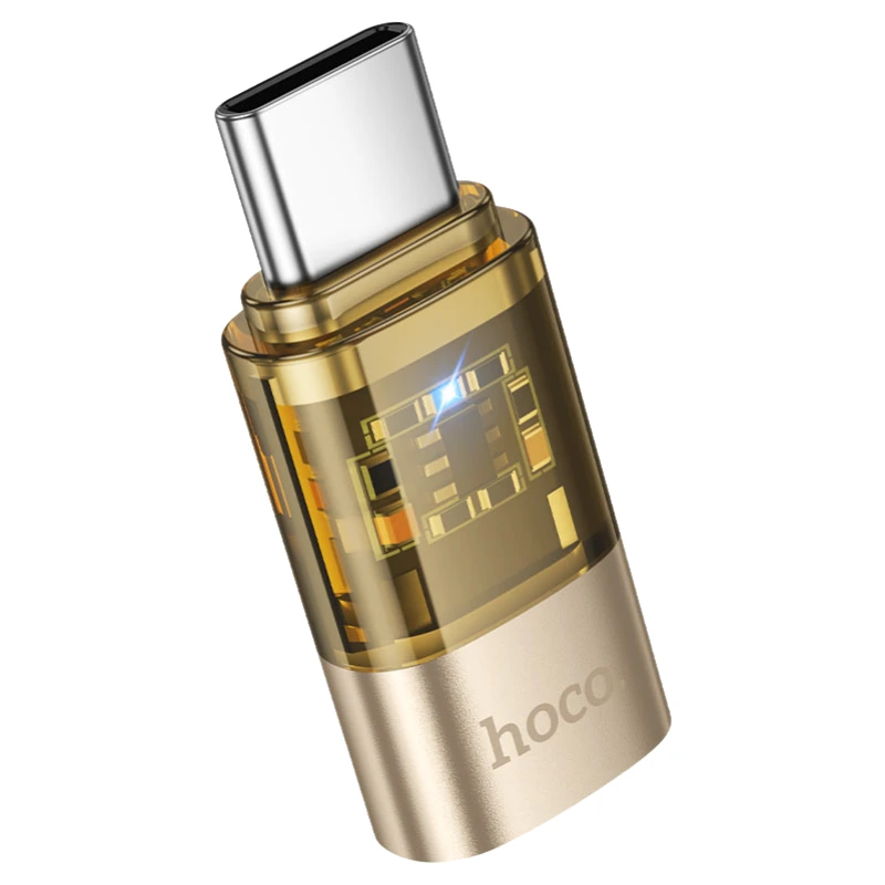 hoco-ua36d-type-c-male-to-ip-female-transparent-converter-gold
